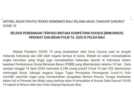 Seleksi penerimaan terpadu bintara kompetensi khusus