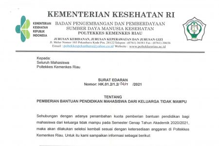 Surat Edaran Pemeberian Bantuan Pendidikan Mahasiswa Tidak Mampu 2021