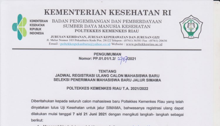 Pengumuman Daftar ulang SIMAMA