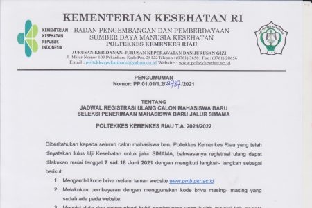 Jadwal Registrasi Ulang Calon Mahasiswa Baru Seleksi SIMAMA