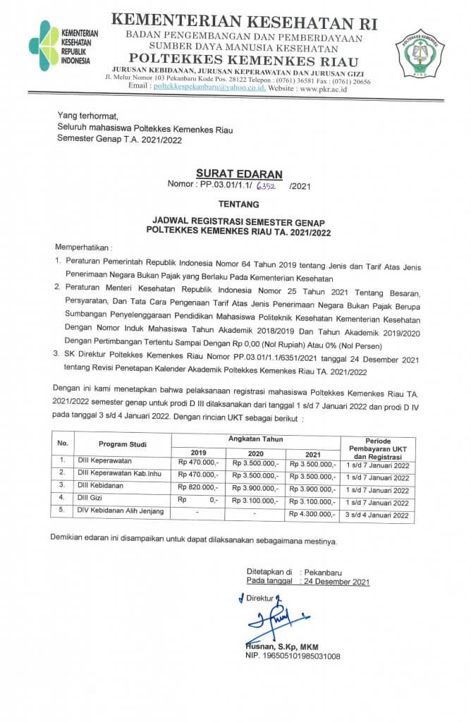 SURAT EDARAN – Poltekkes Kemenkes Riau