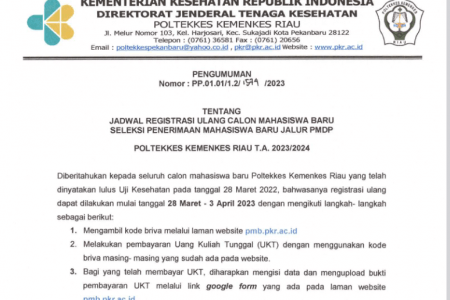 JADWAL REGISTRASI ULANG JALUR PMDP