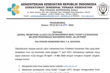 JADWAL REGISTRASI ULANG CALON MAHASISWA BARU TAHAP II