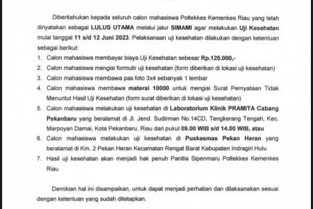 Pelaksanaan uji kesehatan jalur simami