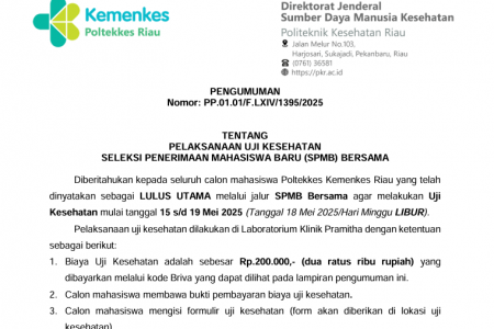Pengumuman Pelaksanaan Ujian Kesehatan SPMB Bersama